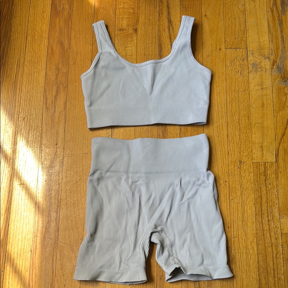 Women's Gray Ribbed Intimate Set